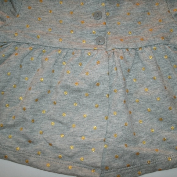 Gap Girls Sweatshirt Swing Top Gray Gold Polka Dot 18-24 Months Cotton New - Picture 4 of 8